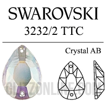 3232/2 Swarovski Crystal AB 10x7mm TTC Pear Sew-on Rhinestones 1 Dozen