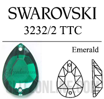 3232/2 Swarovski Crystal Emerald 10x7mm TTC Pear Sew-on Rhinestones Factory Pack 72 Pieces