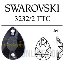3232/2 Swarovski Crystal Jet Black 10x7mm TTC Pear Sew-on Rhinestones Factory Pack 72 Pieces