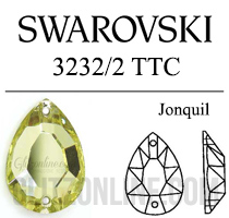 3232/2 Swarovski Crystal Jonquil 16x11mm TTC Pear Sew-on Rhinestones 1 Piece