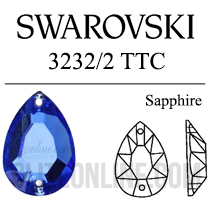 3232/2 Swarovski Crystal Sapphire 10x7mm TTC Pear Sew-on Rhinestones 1 Dozen
