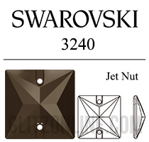 3240 Swarovski Crystal Jet Nut Brown 16mm Square Sew-on Rhinestones 1 Piece