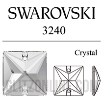 3240 Swarovski Crystal 16mm Square Sew-on Rhinestone 1 Piece