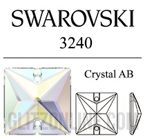 3240 Swarovski Crystal AB 22mm Square Sew-on Rhinestones 1 Piece