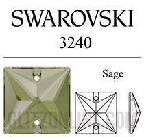 3240 Swarovski Crystal Sage Green 16mm Square Sew-on Rhinestones 1 Piece