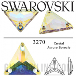 3270 Swarovski Crystal AB 22mm Sew-on Triangle Rhinestone 1 Piece