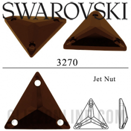 3270 Swarovski Crystal Jet Nut Brown 22mm Sew-on Triangle Rhinestone 1 Piece