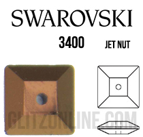 3400 Swarovski Crystal Jet Nut Brown 6mm Square Sew-on Rhinestones 6 Pieces