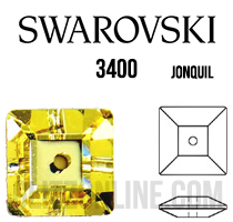 3400 Swarovski Crystal Jonquil Yellow 6mm Square Sew-on Rhinestones 6 Pieces
