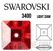 3400 Swarovski Crystal Light Siam Red 6mm Square Sew-on Rhinestones 6 Pieces
