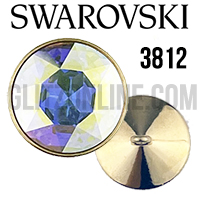 3812 Swarovski Crystal AB & Gold 10mm Rhinestone Button