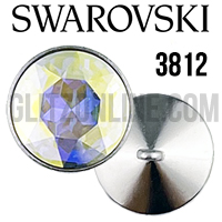 3812 Swarovski Crystal AB & Silver 18mm Rhinestone Button