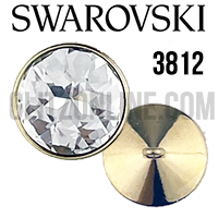 3812 Swarovski Crystal & Gold 14mm Rhinestone Button