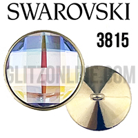 3815 Swarovski Crystal AB & Gold 10mm Chessboard Rhinestone Button