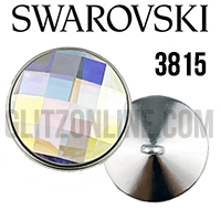3815 Swarovski Crystal AB & Silver 10mm Chessboard Rhinestone Button