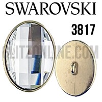 3817 Swarovski Crystal & Gold 14x10mm Chessboard Rhinestone Button