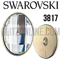 3817 Swarovski Crystal & Gold 14x10mm Chessboard Rhinestone Button