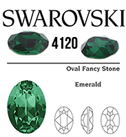 4120 Swarovski Crystal Emerald 14x10mm Oval Fancy Rhinestones 6 Pieces