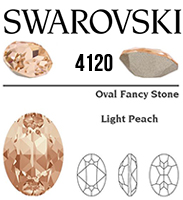 4120 Swarovski Crystal Light Peach 14x10mm Oval Fancy Rhinestones 1 Piece