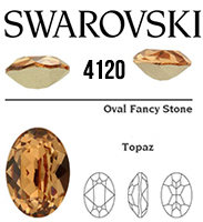 4120 Swarovski Crystal Topaz 16x11mm Oval Fancy Rhinestones 1 Piece