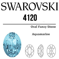 4120 Swarovski Crystal Aquamarine 14x10mm Oval Fancy Rhinestone 1 Piece