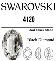 4120 Swarovski Crystal Black Diamond 14x10mm Oval Fancy Rhinestones 1 Piece