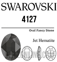 4127 Swarovski Crystal 39x28mm Jet Hematite Oval Fancy Rhinestone 1 Piece