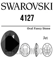 4127 Swarovski Crystal 30x22mm Jet Black Oval Fancy Rhinestone 1 Piece