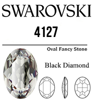 4127 Swarovski Crystal 30x22mm Black Diamond Oval Fancy Rhinestone 1 Piece