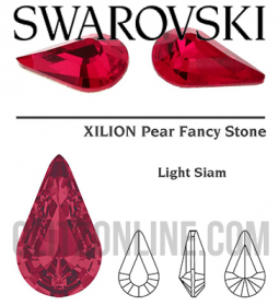 4300/2 Swarovski Crystal Light Siam Red TC 13x7.8mm Teardrop Fancy Stones 6 Pieces