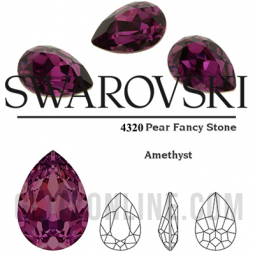 4320 Swarovski Crystal Amethyst 14x10mm Pear Fancy Stones 6 Pieces