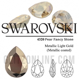 4320 Swarovski Crystal Metallic Light Gold 18x13mm Pear Fancy Stones 6 Pieces