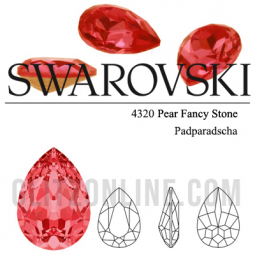 4320 Swarovski Crystal Padparadscha Red 14x10mm Pear Fancy Stones Factory Box 144 Pieces