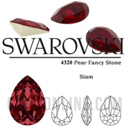 4320 Swarovski Crystal Siam Red 14x10mm Pear Fancy Stones 6 Pieces