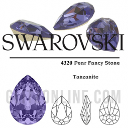 4320 Swarovski Crystal Tanzanite Purple 14x10mm Pear Fancy Stones 6 Pieces