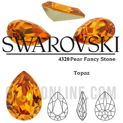 4320 Swarovski Crystal Topaz 18x13mm Pear Fancy Stones 1 Piece