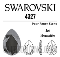 4327 Swarovski Crystal Jet Hematite Metallic Coated 40x27mm Pear Fancy Stone 1 Piece