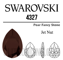 4327 Swarovski Crystal Jet Nut Brown Metallic Coated 40x27mm Pear Fancy Stone