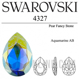 4327 Swarovski Crystal Aquamarine AB 30x20mm Pear Fancy Stone 1 Piece