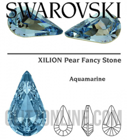 4300/2 Swarovski Crystal Aquamarine TC 8x4.8mm Teardrop Fancy Rhinestones 1 Dozen
