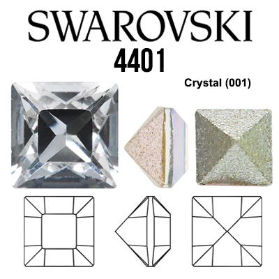 4401 Swarovski Crystal 4mm Pointed Back Square Rhinestones 6 Dozen