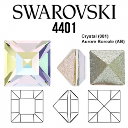 4401 Swarovski Crystal AB 4mm Pointed Back Square Rhinestones 1 Dozen