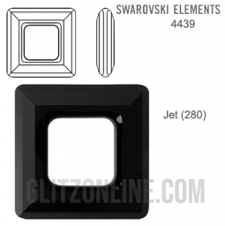 4439 Swarovski Crystal Jet Black 14mm Square Ring 1 Piece