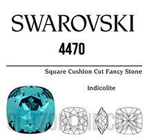 4470 Swarovski Crystal Indicolite Blue 12mm Cushion Back Square Fancy Rhinestones 1 Piece