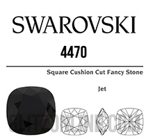4470 Swarovski Crystal Jet Black 12mm Cushion Back Square Fancy Rhinestones 1 Piece