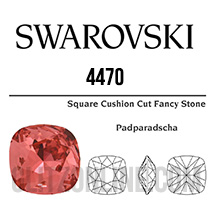 4470 Swarovski Crystal Padparadscha Red 12mm Cushion Back Square Fancy Rhinestones 1 Piece