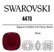 4470 Swarovski Crystal Siam Red 12mm Cushion Back Square Fancy Rhinestones 1 Piece