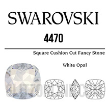 4470 Swarovski Crystal White Opal 12mm Cushion Back Square Fancy Rhinestones 1 Piece