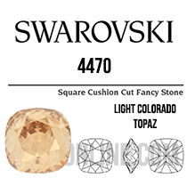 4470 Swarovski Crystal Light Colorado Topaz 10mm Cushion Back Square Fancy Rhinestones 6 Pieces