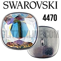 4470 Swarovski Crystal AB & Silver 12mm Cushion Square Button